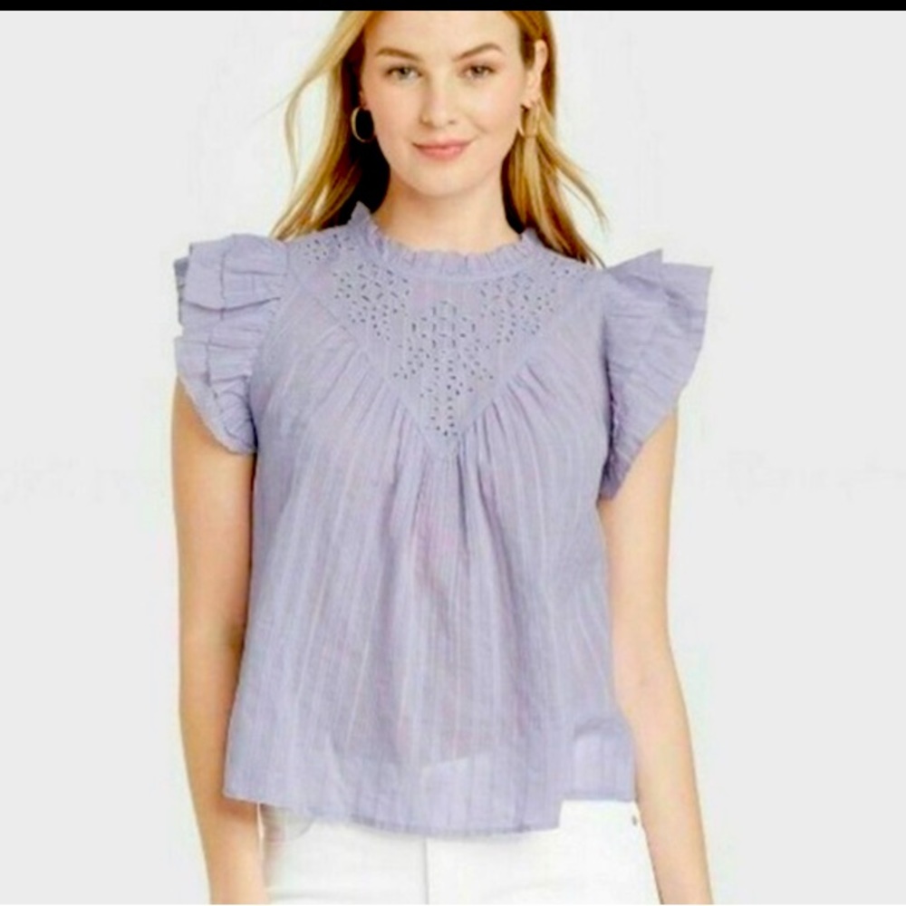 Universal Thread Lavender Lilac Flutter Short Sle… - image 1